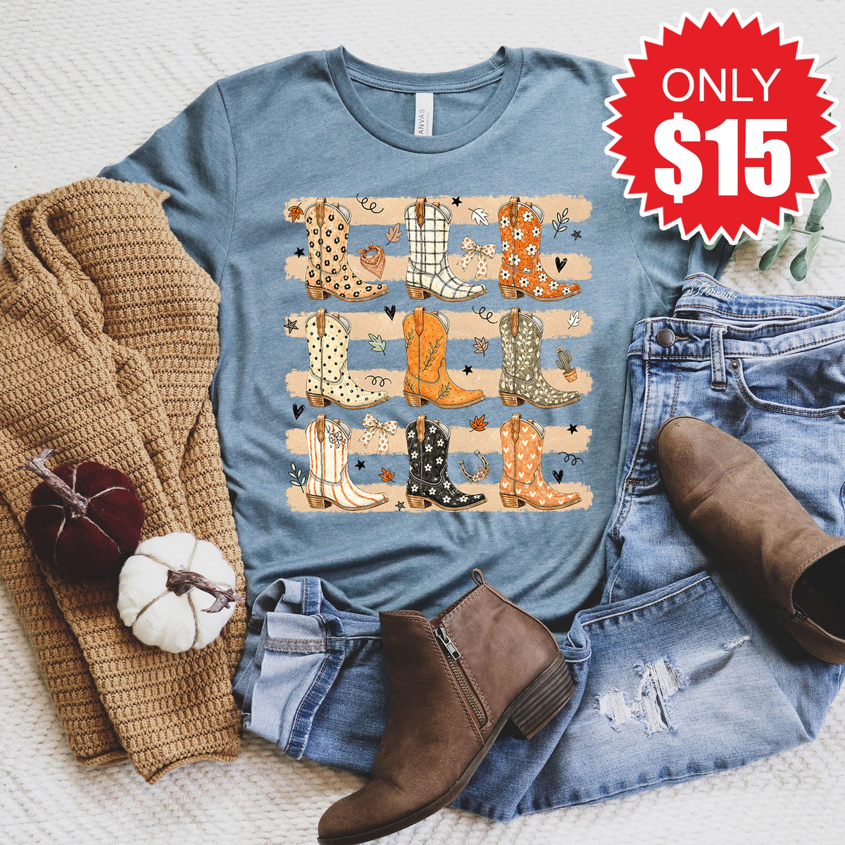 Fall Boots Tee - Heather Slate - 15 product image 1