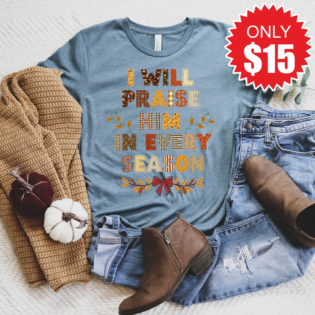 Praise Him Tee - Heather Slate - 15 product image 1
