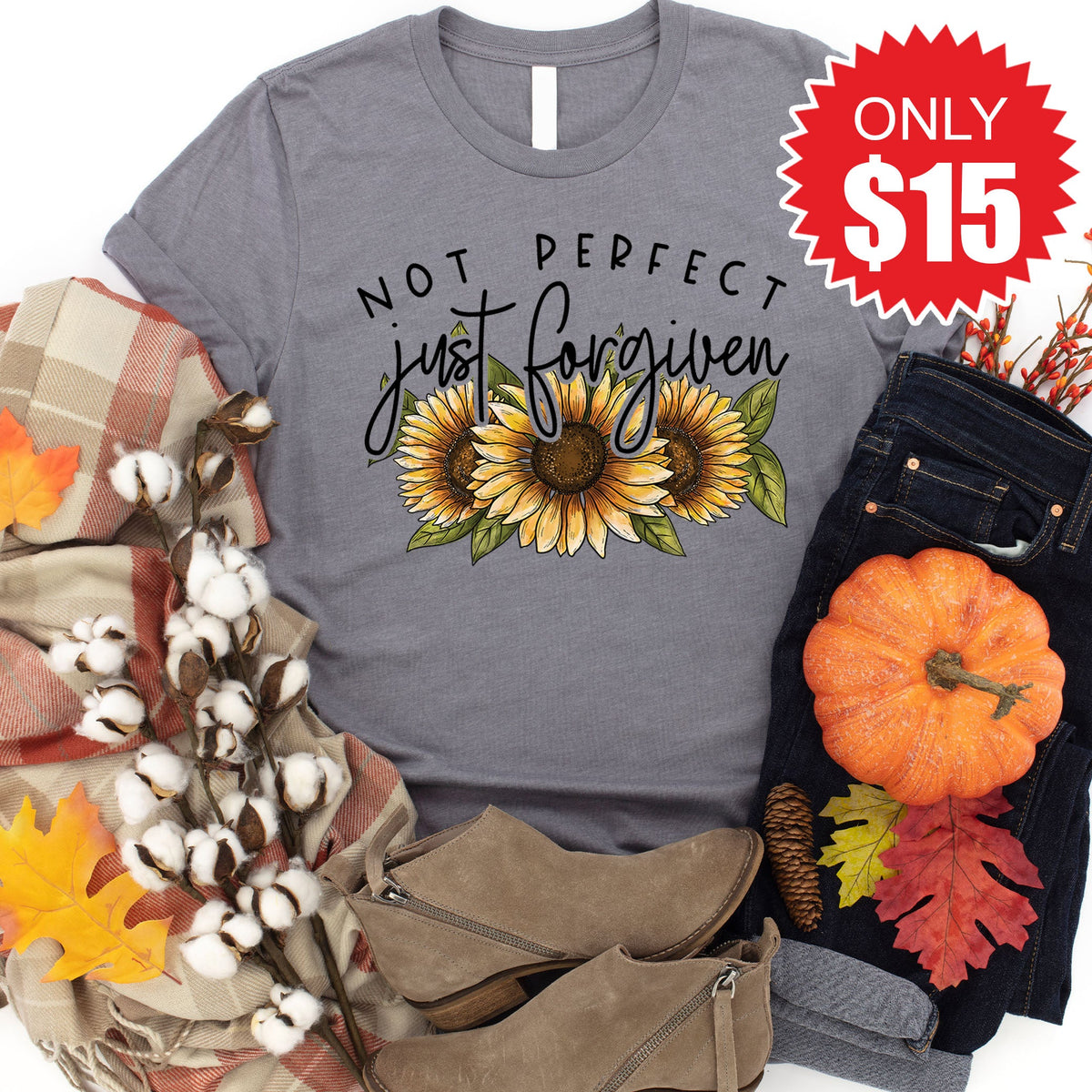 Not Perfect Just Forgiven Tee - Heather Storm - 15 product image 1