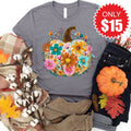 Pumpkin Boho Floral Tee - Heather Storm - 15 product image 1