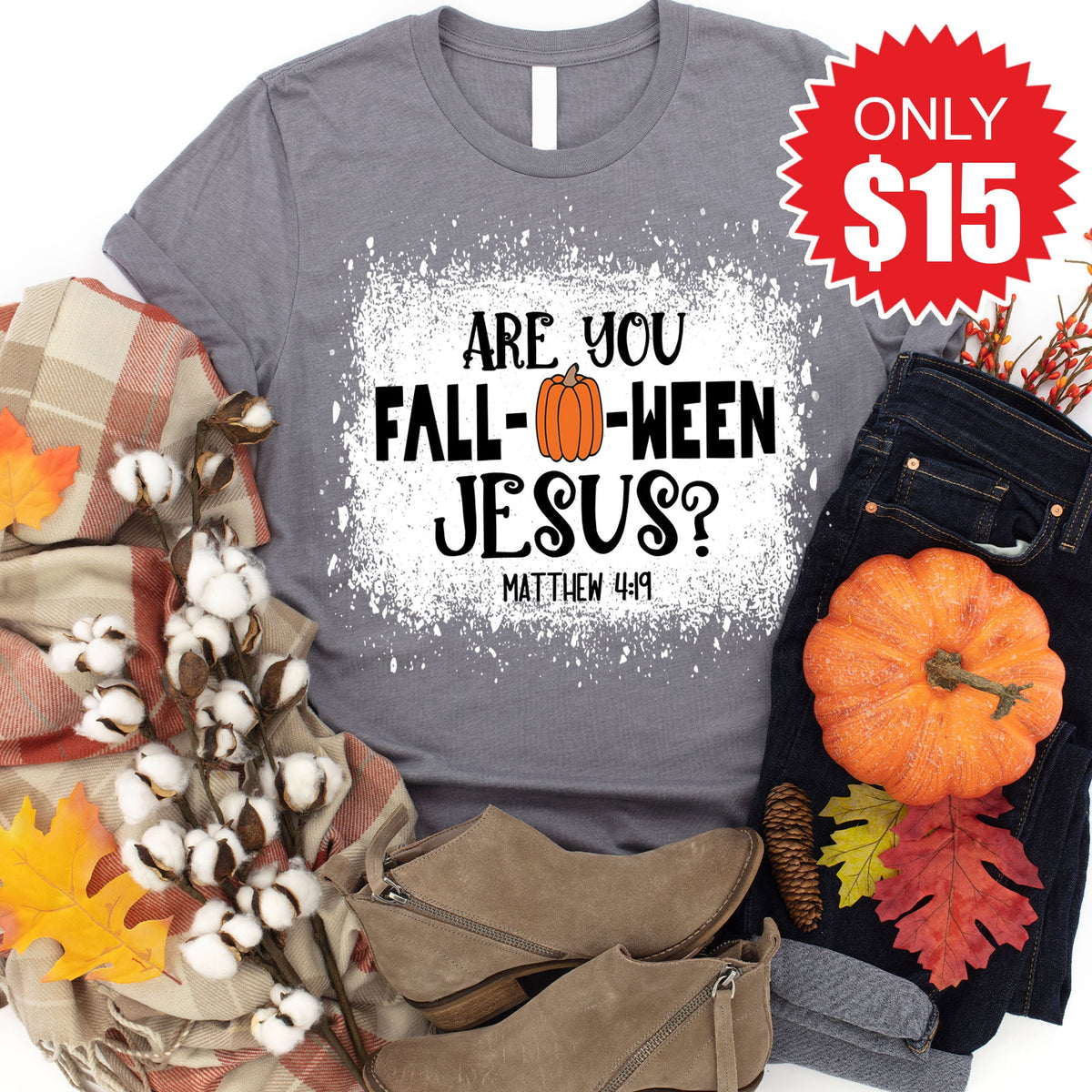 Are You Fall-O-Ween Jesus Tee - Heather Storm - 15 product image 1