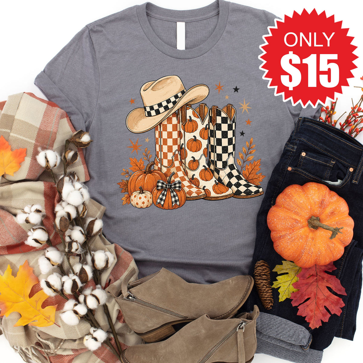 Fall Boots Tee - Heather Storm - 15 product image 1