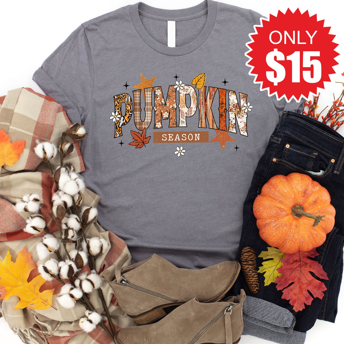 Pumpkin Season Tee - Heather Storm - 15 product image 1
