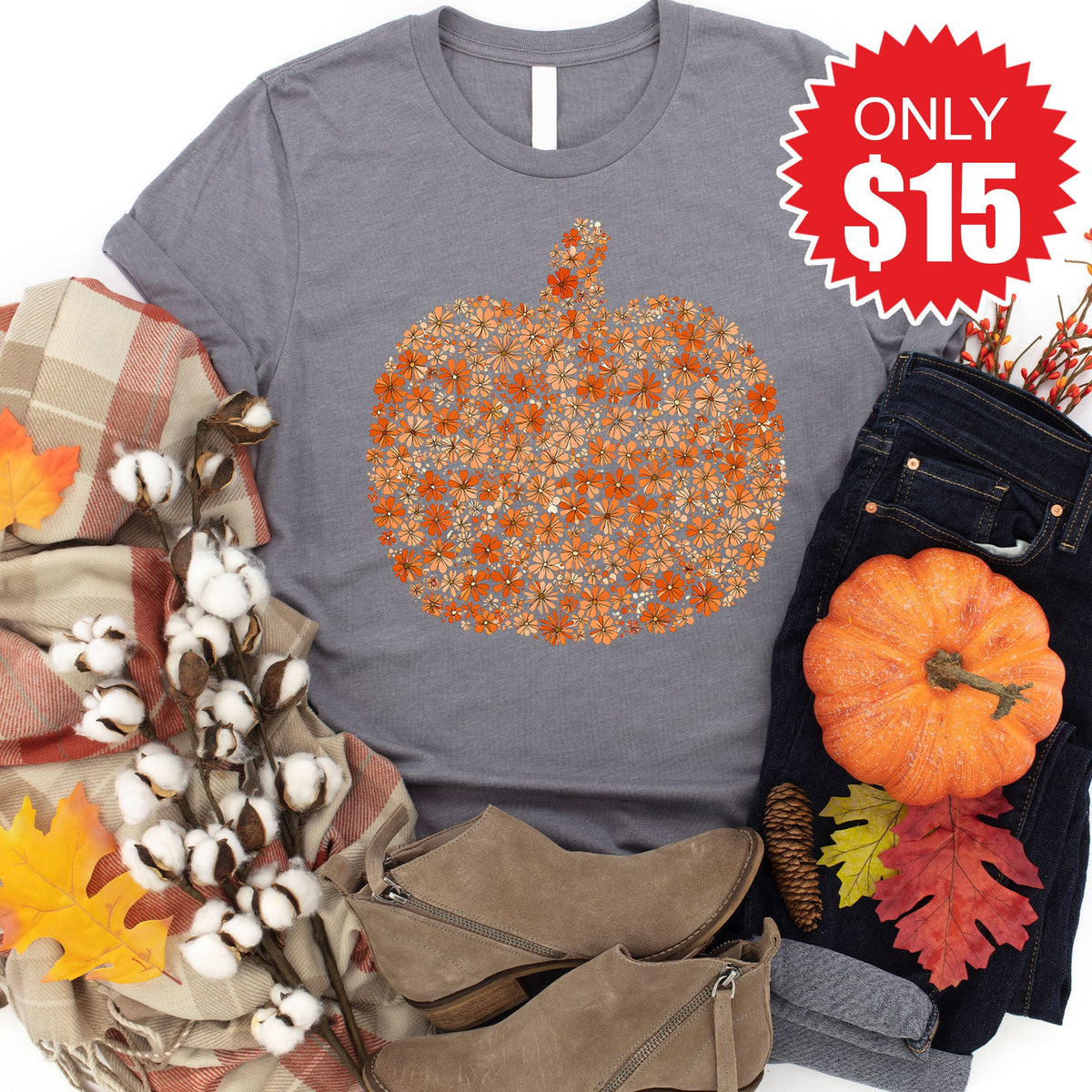 Pumpkin Tee - Heather Storm - 15 product image 1