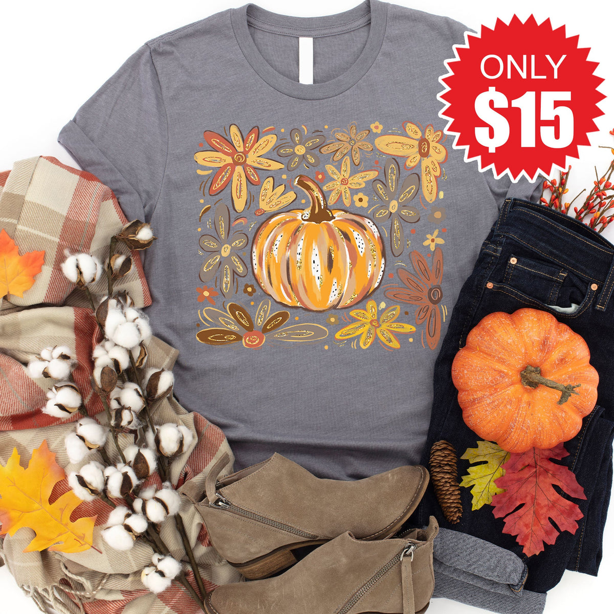 Pumpkin Tee - Heather Storm - 15 product image 1