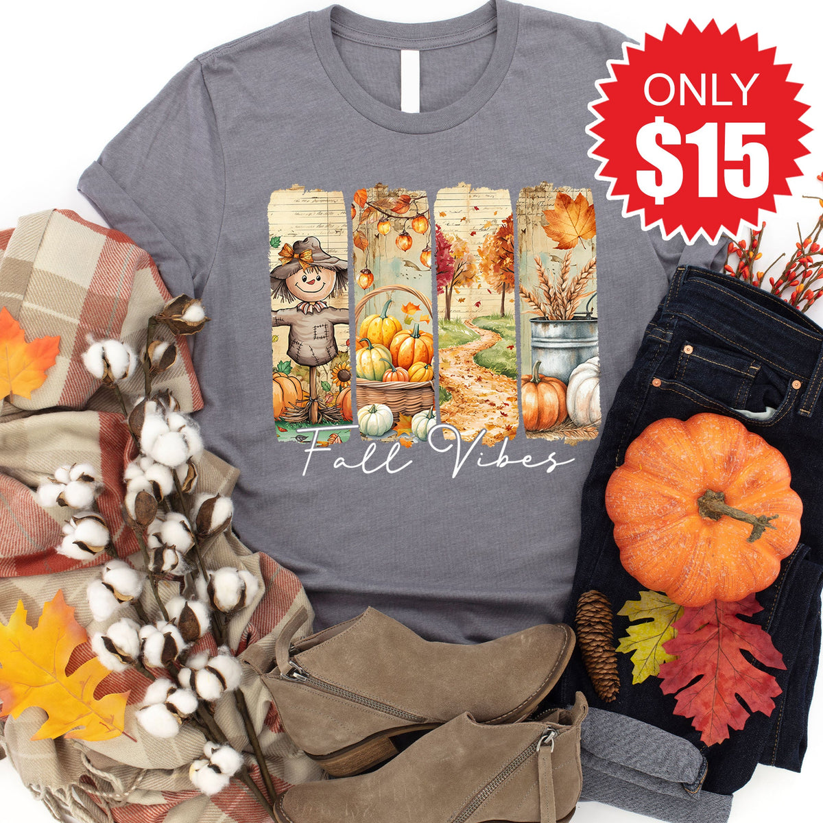 Fall Vibes Tee - Heather Storm - 15 product image 1