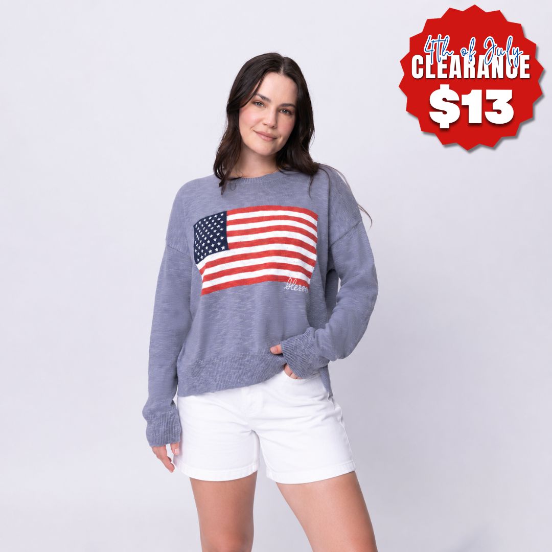 Blessed Flag Pullover Sweater