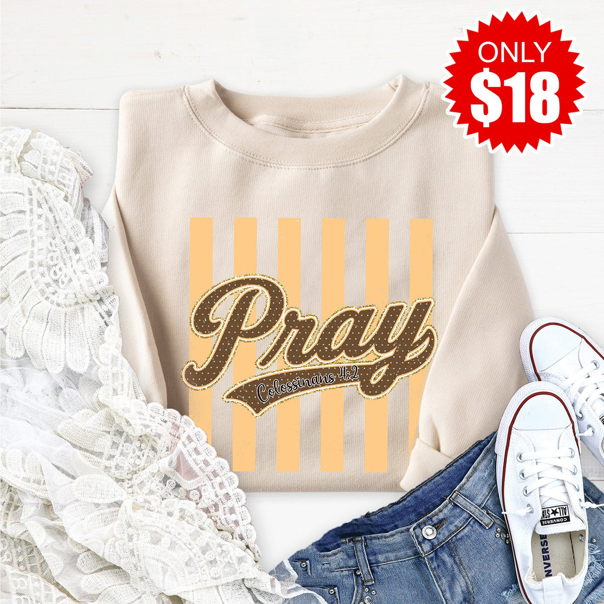 Pray Sweatshirt - Heather Dust - 18 product image 1