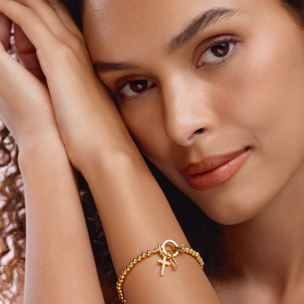 Cross Charm Bracelet - Gold  - One Size