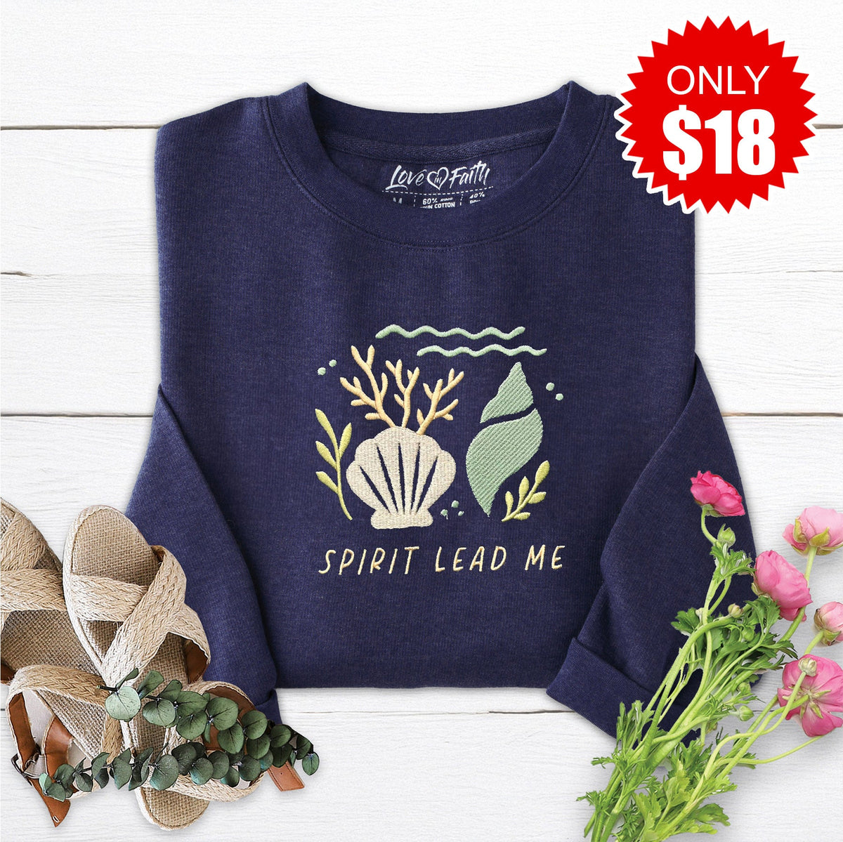 Spirit Lead Me Embroidered Crewneck Sweatshirt - Heather product image 1