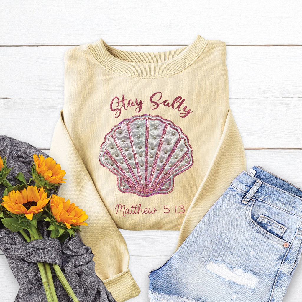 Embellished Stay Salty Crewneck Sweatshirt product image 6