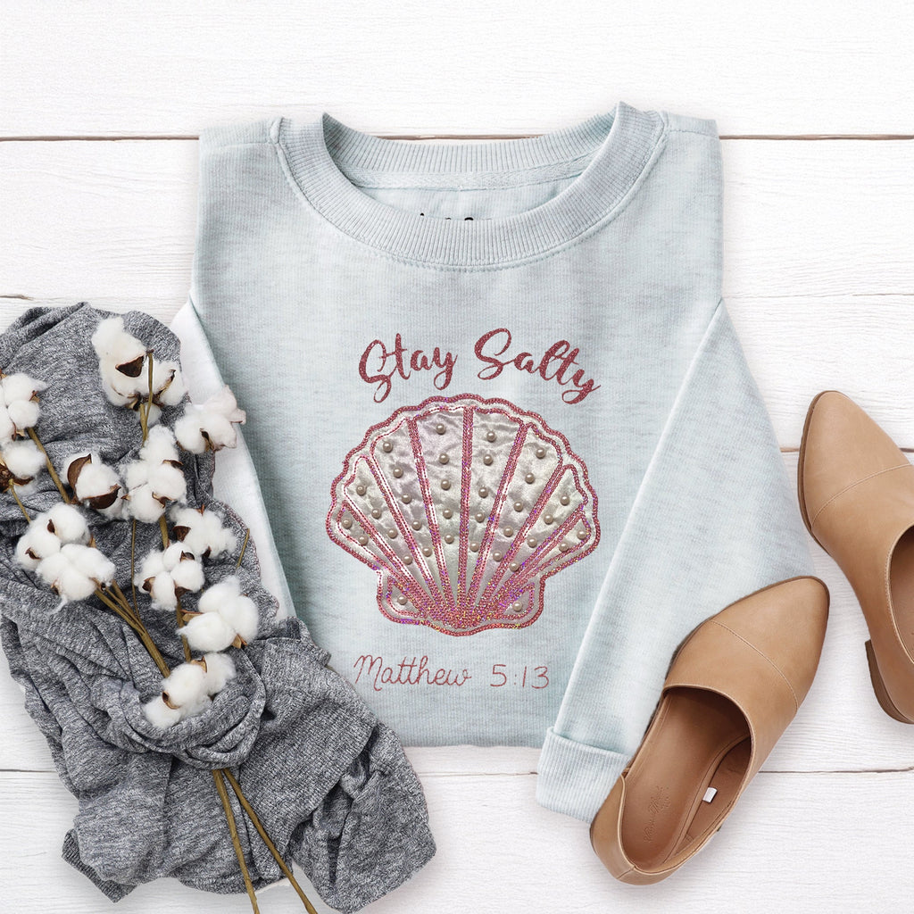 Embellished Stay Salty Crewneck Sweatshirt product image 1