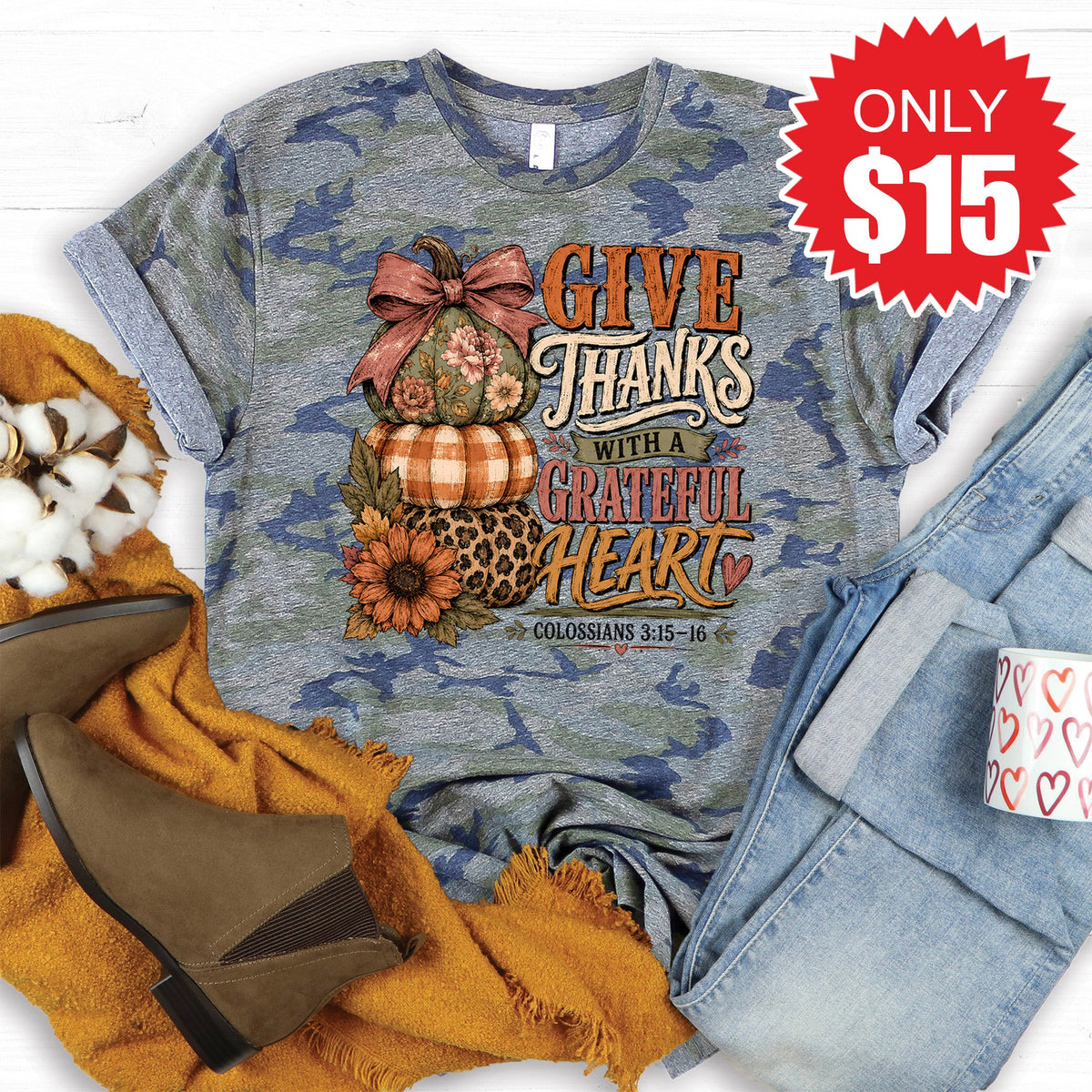 Give Thanks Tee - Vintage Camo - 15 product image 1