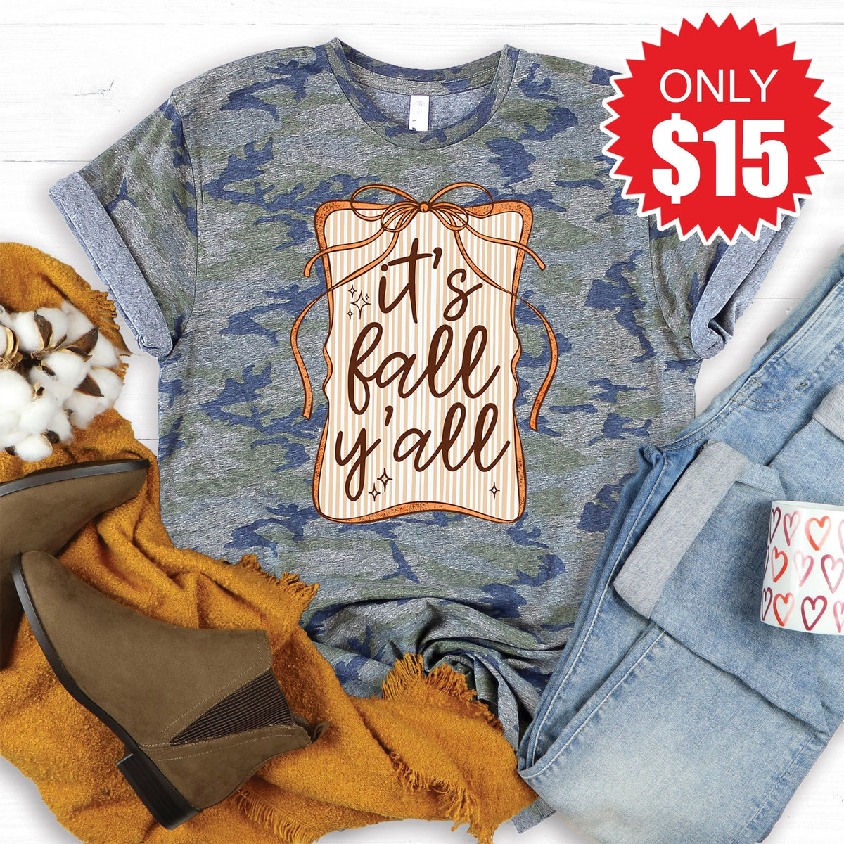 It's Fall Ya'll Tee - Vintage Camo - 15 product image 1