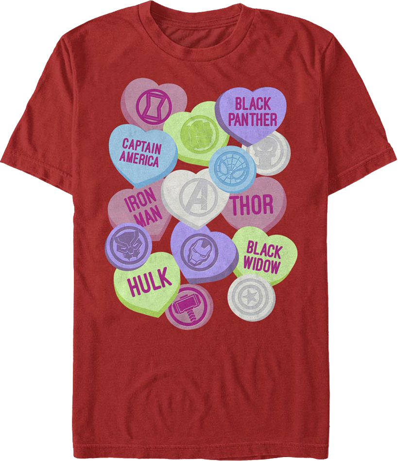 Avengers Candy Hearts Marvel Comics T-Shirt product image 1