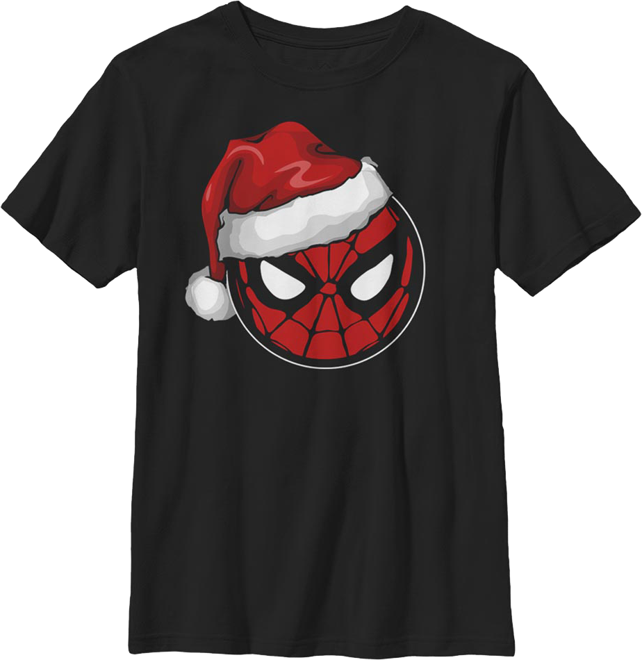 Boys Youth Santa Hat Spider-Man Shirt