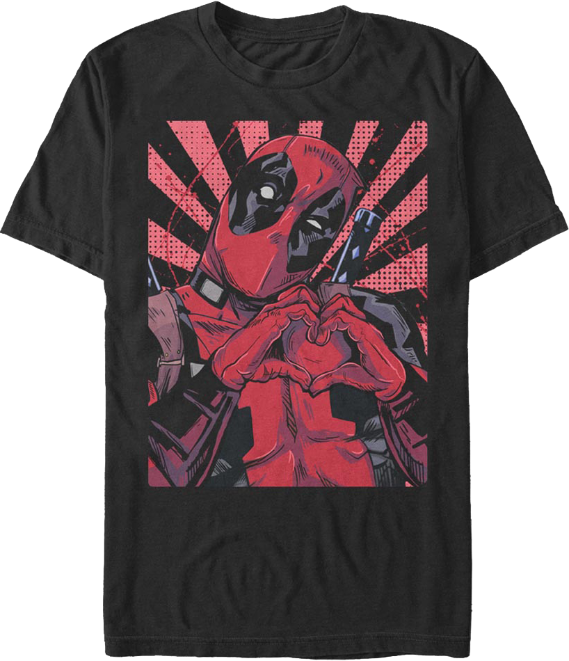 Deadpool Heart Hands Marvel Comics T-Shirt product image 1
