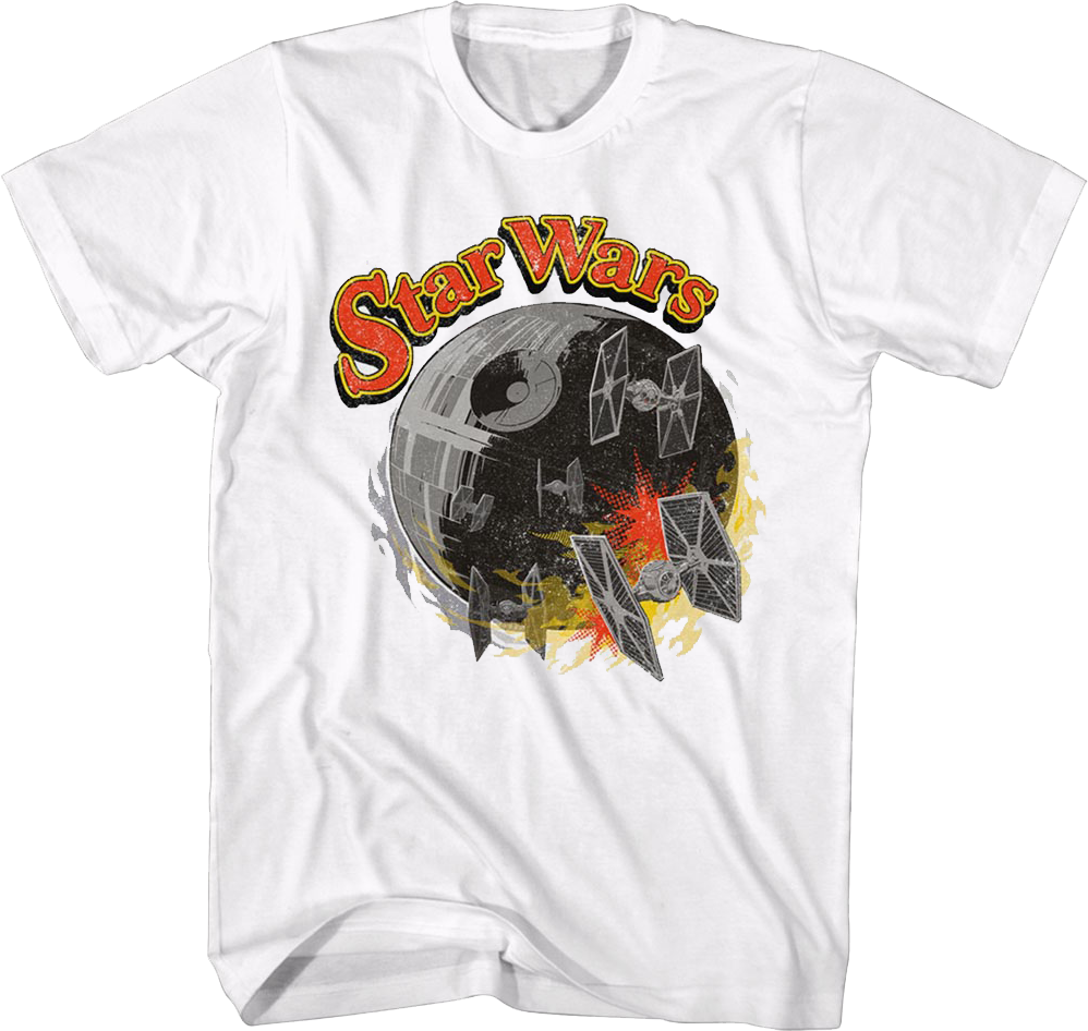 White Death Star And TIE Fighters Wars T-Shirt product image 1