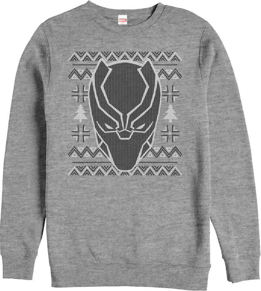 Faux Ugly Black Panther Christmas Sweater Marvel Comics product image 1