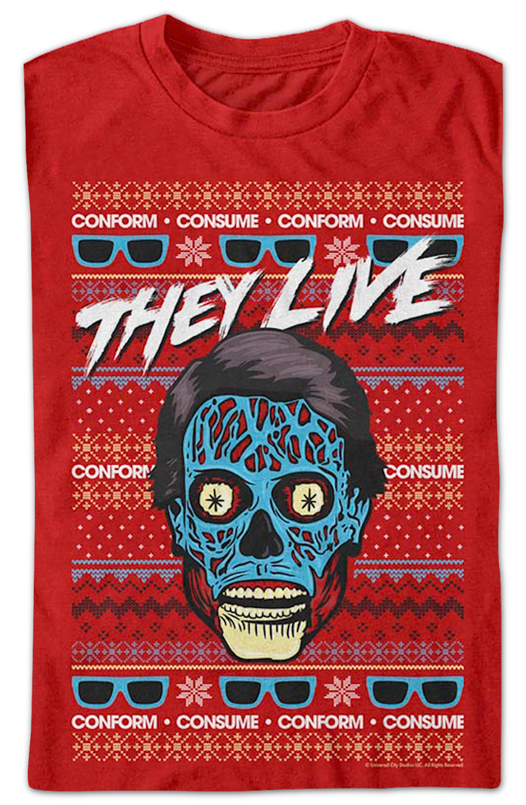 Faux Ugly Christmas Sweater They Live T-Shirt product image 2
