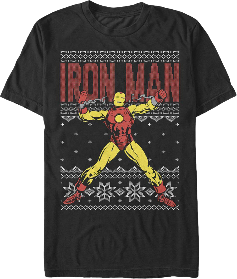 Faux Ugly Iron Man Christmas Sweater Marvel Comics T-Shirt product image 1