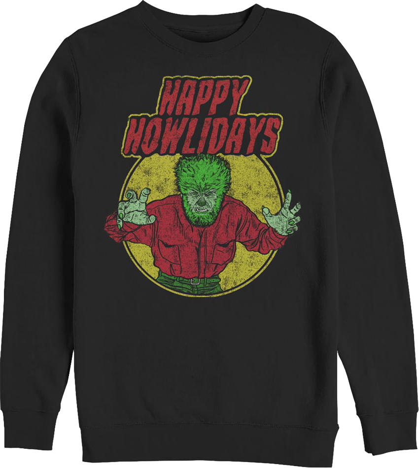 Happy Howlidays Wolf Man Sweatshirt product image 1