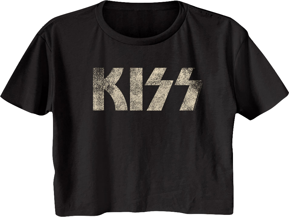 Ladies Distressed Logo KISS Crop Top