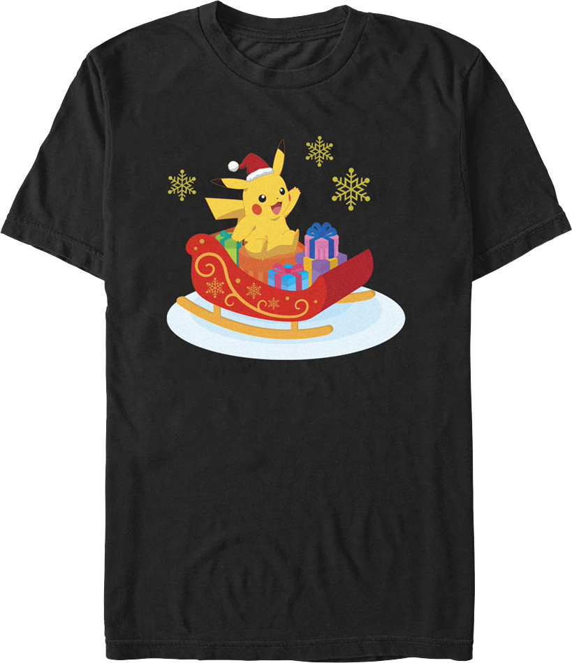 Pikachu Sleigh Ride Pokemon T-Shirt product image 1