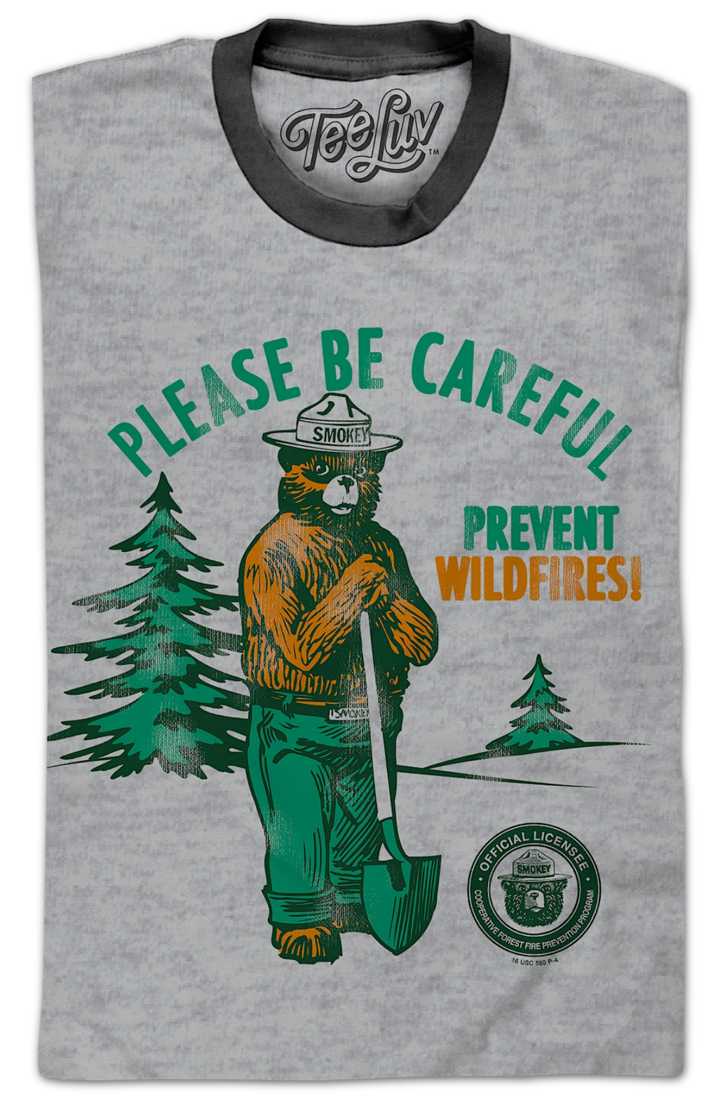 Please Be Careful Prevent Wildfires Smokey Bear Ringer Shirt product image 2
