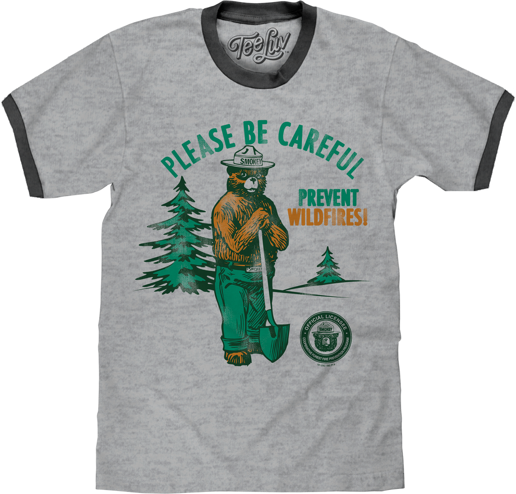 Please Be Careful Prevent Wildfires Smokey Bear Ringer Shirt product image 1