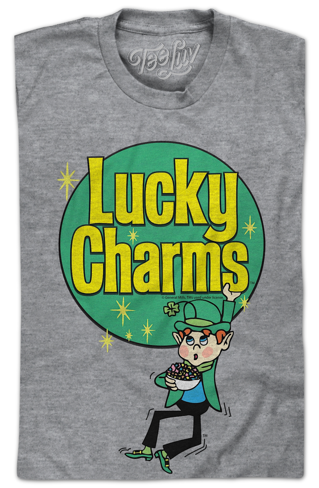 Retro Leprechaun And Logo Lucky Charms T-Shirt product image 2