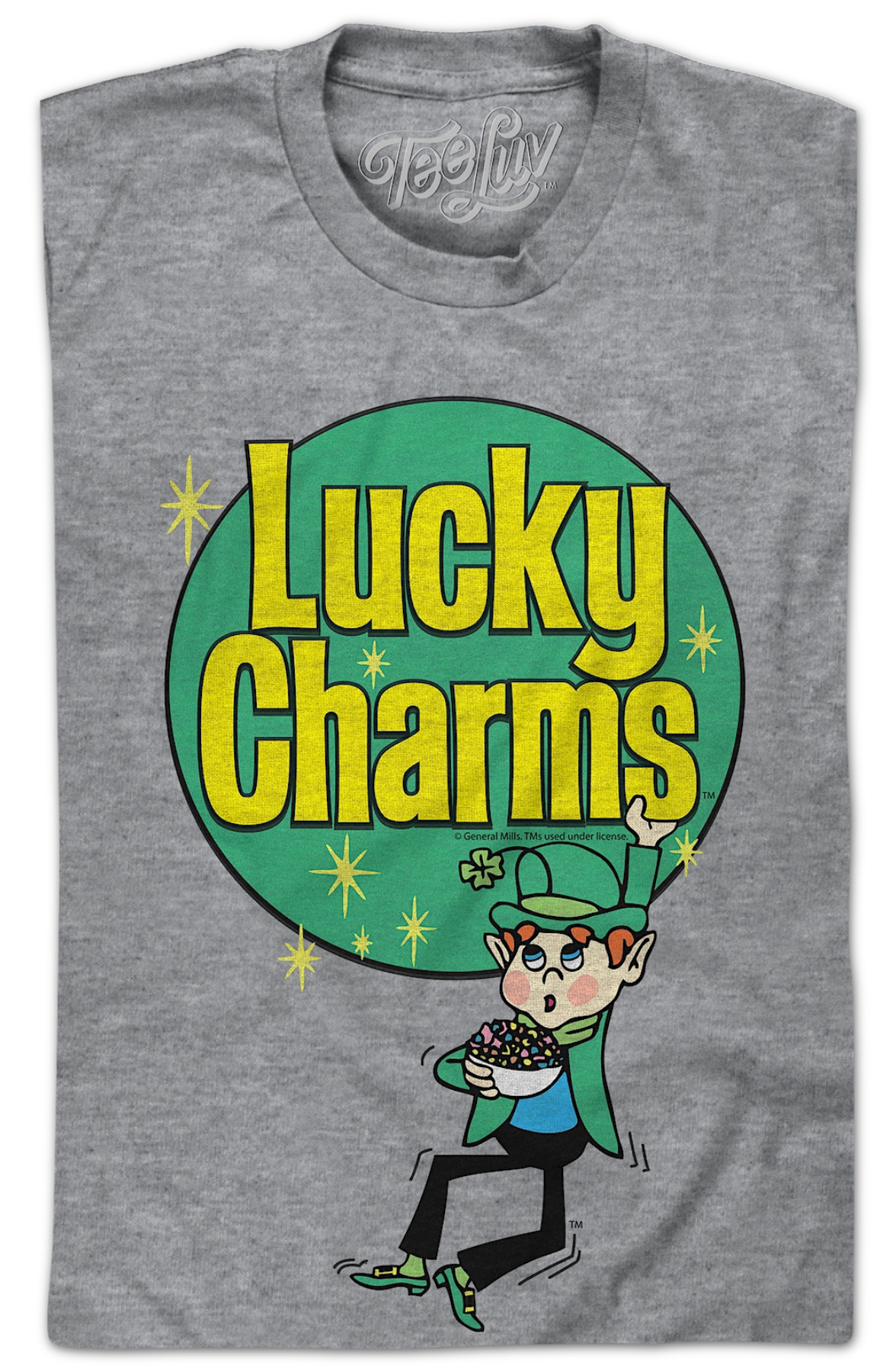 Retro Leprechaun And Logo Lucky Charms T-Shirt product image 2