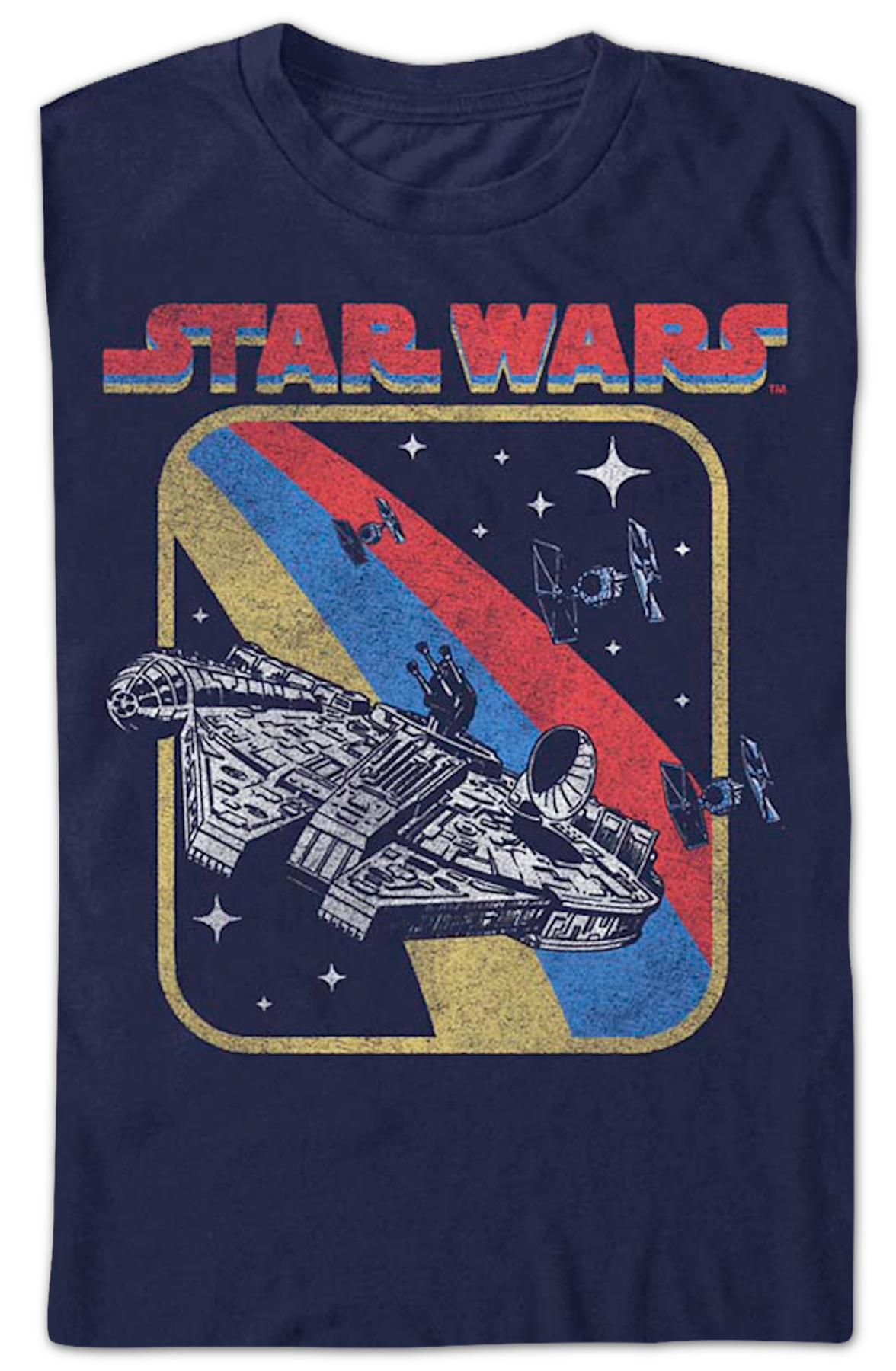 Retro Millennium Falcon Chase Star Wars T-Shirt product image 2