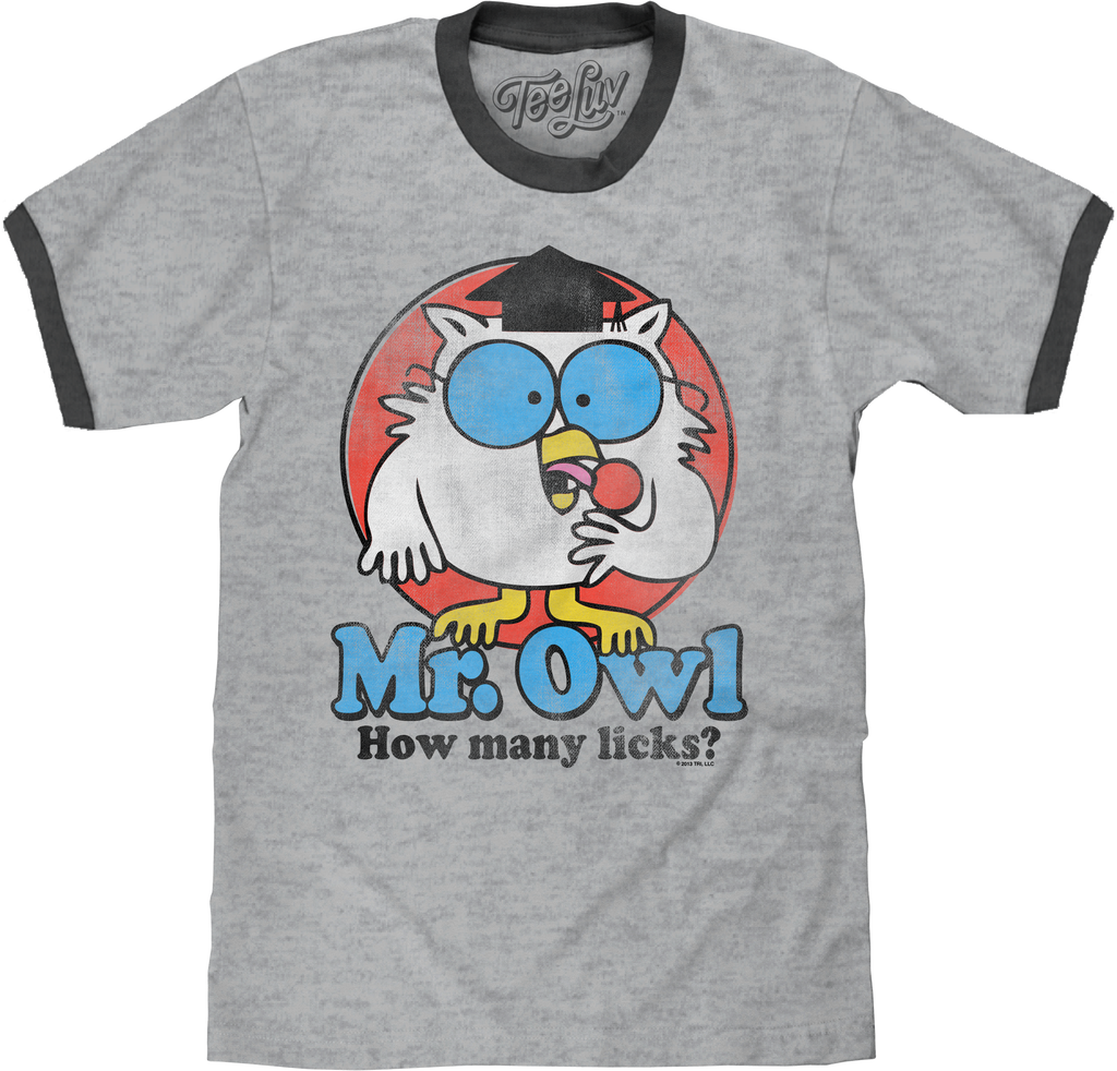 Retro Mr. Owl How Many Licks? Tootsie Pop Ringer Shirt product image 1
