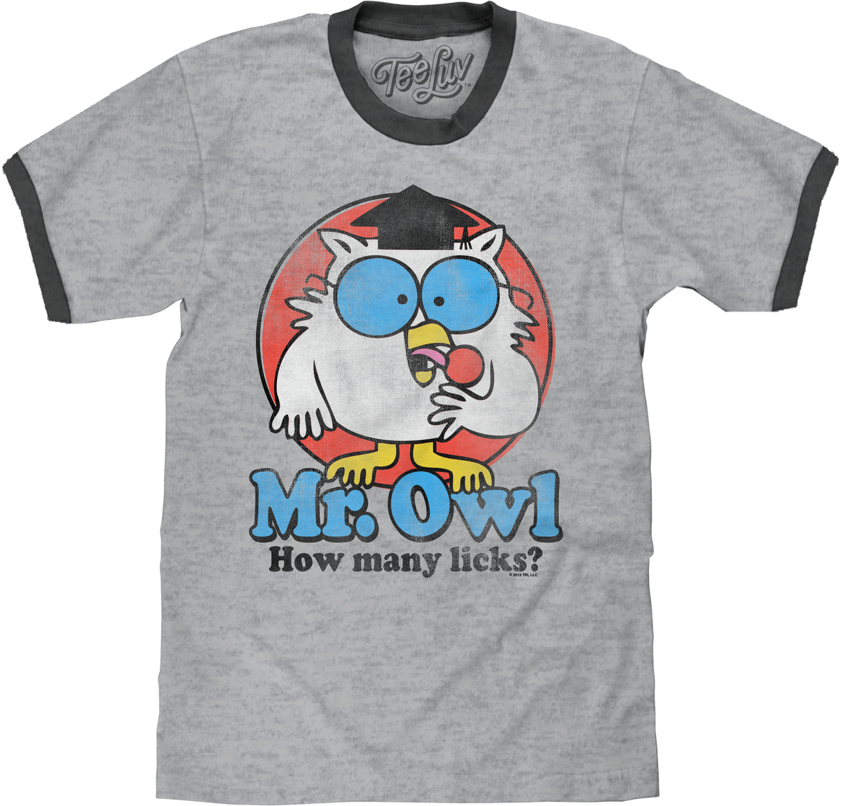 Retro Mr. Owl How Many Licks? Tootsie Pop Ringer Shirt product image 1