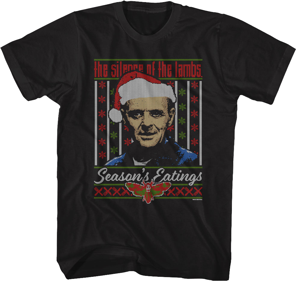 Season's Eatings Faux Ugly Xmas Sweater Silence of the product image 1
