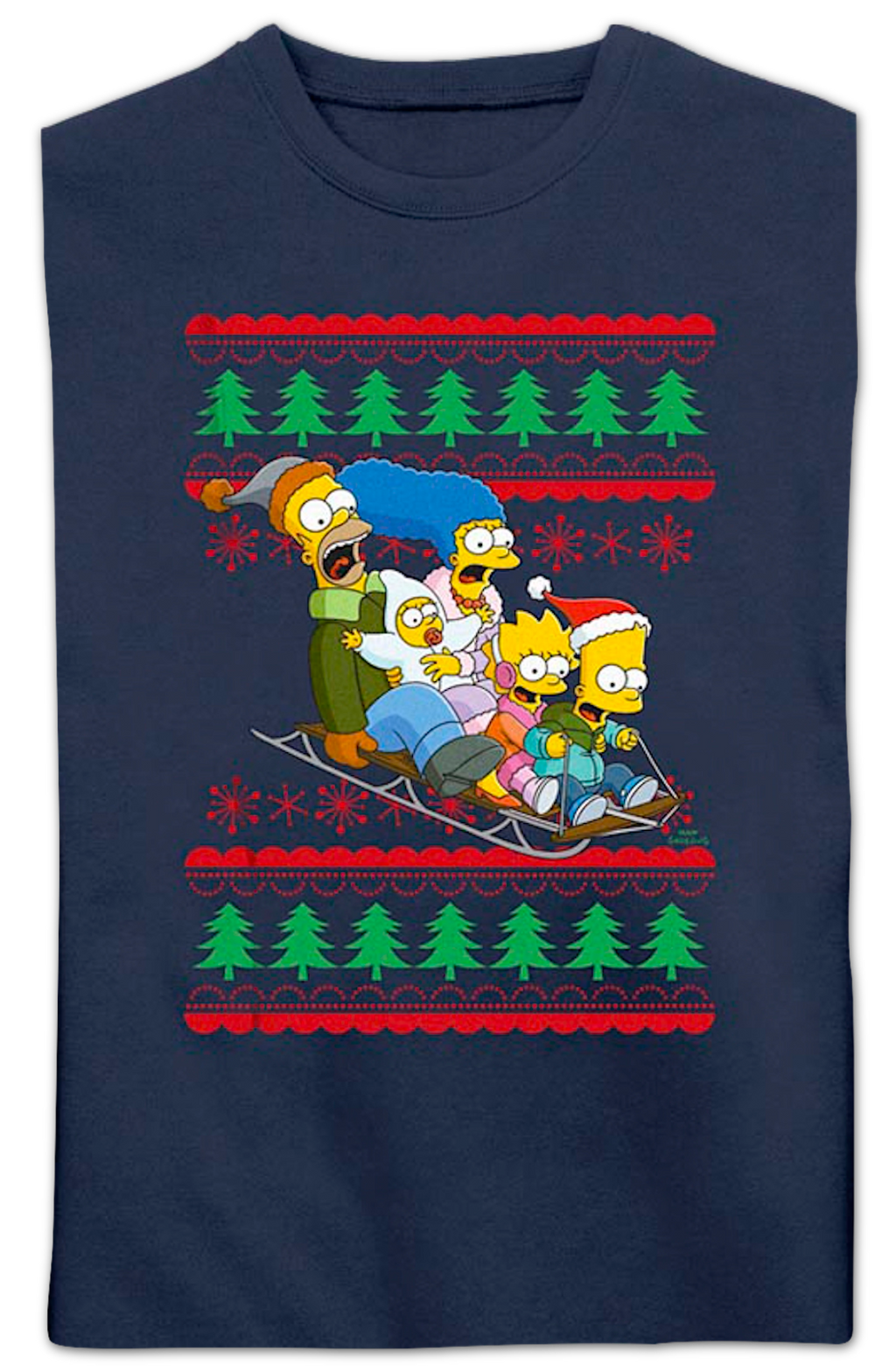 Sled Ride Faux Ugly Christmas Sweater Simpsons Sweatshirt product image 2