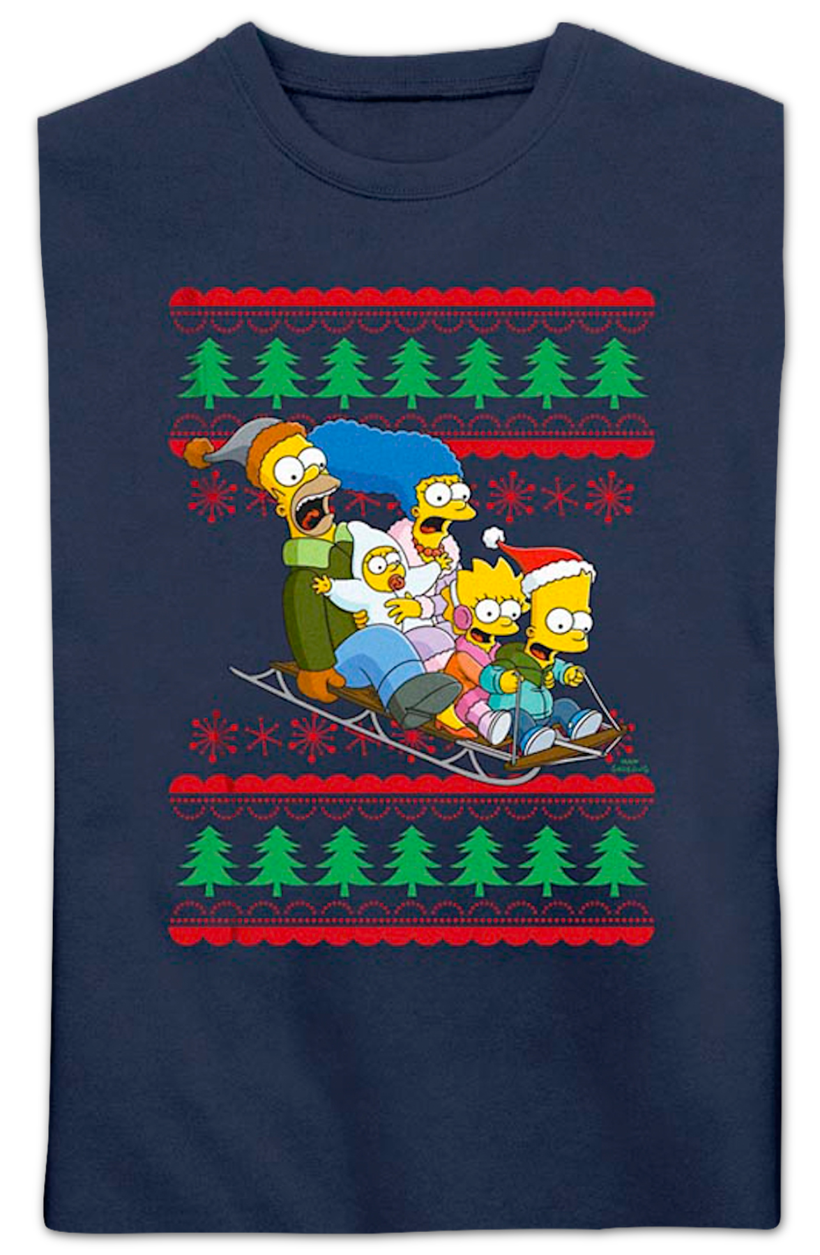 Sled Ride Faux Ugly Christmas Sweater Simpsons Sweatshirt product image 2