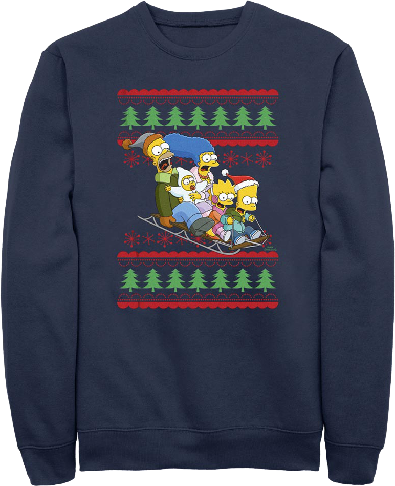 Sled Ride Faux Ugly Christmas Sweater Simpsons Sweatshirt product image 1