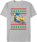 Sled Ride Faux Ugly Christmas Sweater Simpsons T-Shirt product image 1