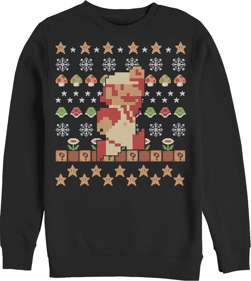 Super Mario Faux Ugly Christmas Sweater Nintendo Sweatshirt product image 1