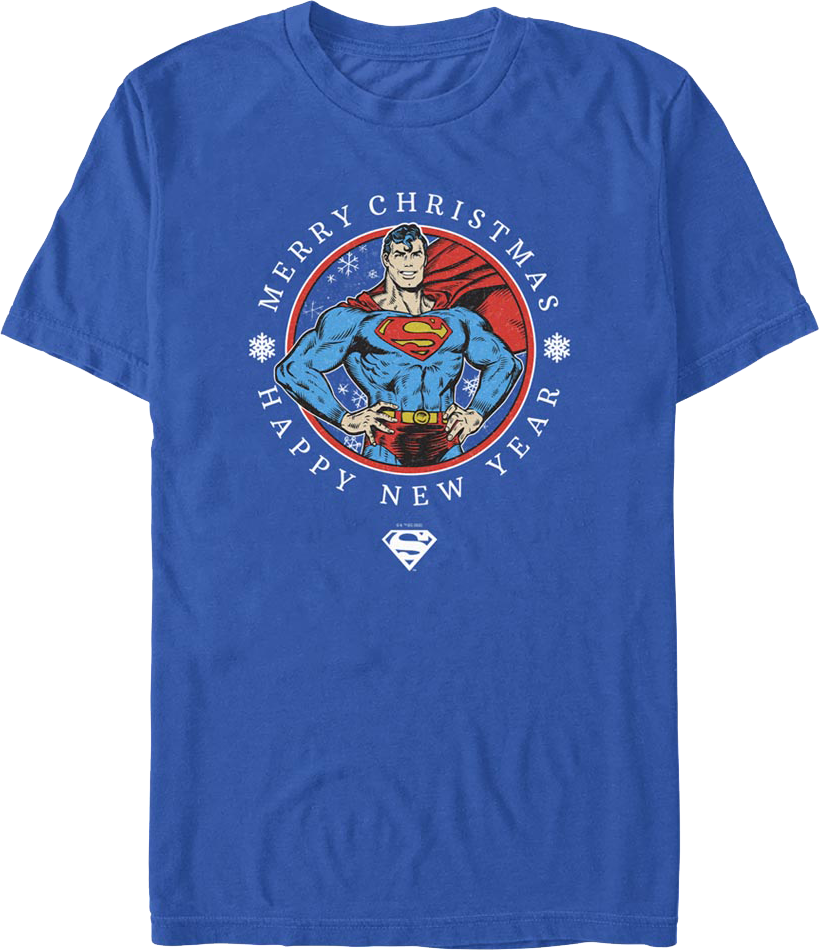 Superman Merry Christmas Happy New Year DC Comics T-Shirt product image 1
