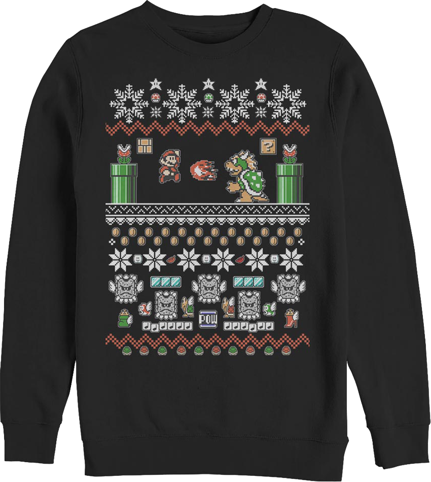 Ugly Faux Knit Mario and Bowser Nintendo Sweatshirt product image 1