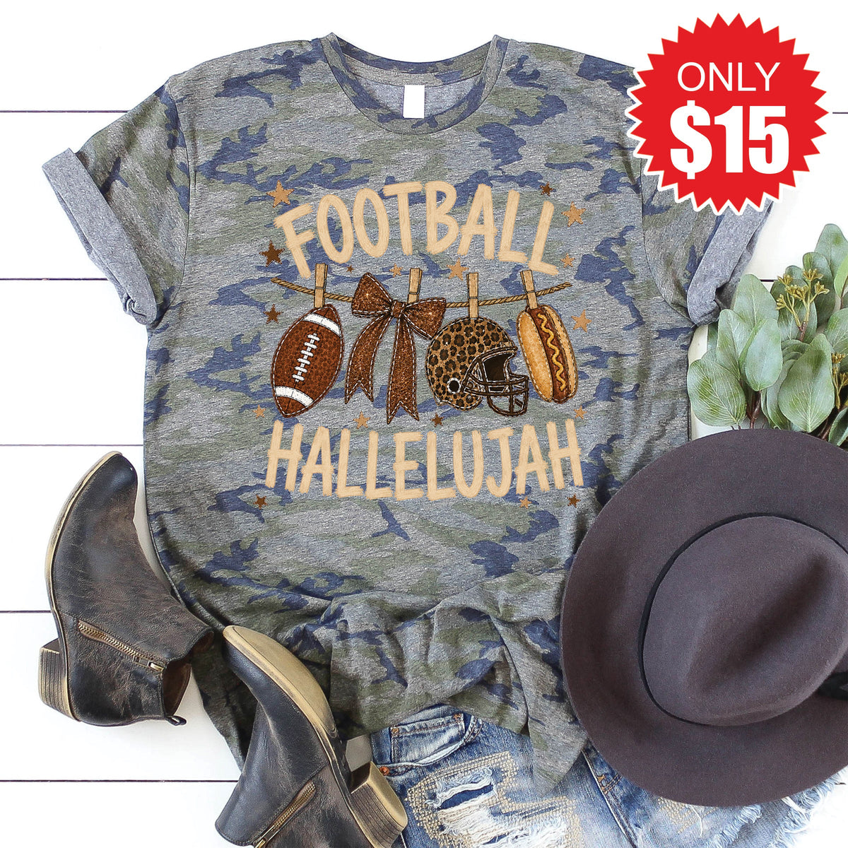 Football Hallelujah Tee - Vintage Camo - 15 product image 1