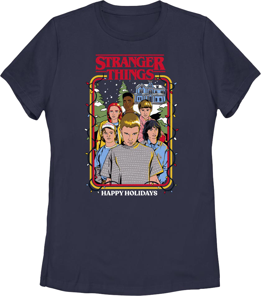 Womens Happy Holidays Stranger Things Shirt product image 1