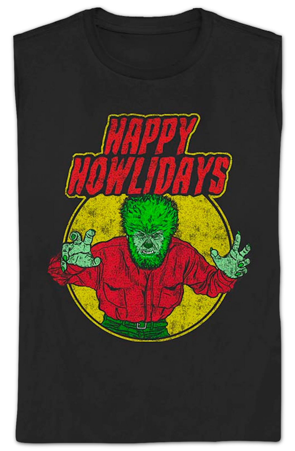 Womens Happy Howlidays Wolf Man Shirt product image 2