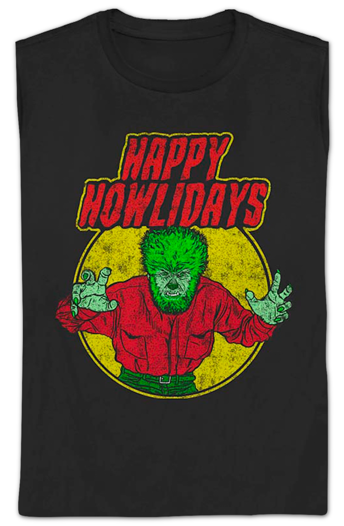 Womens Happy Howlidays Wolf Man Shirt product image 2