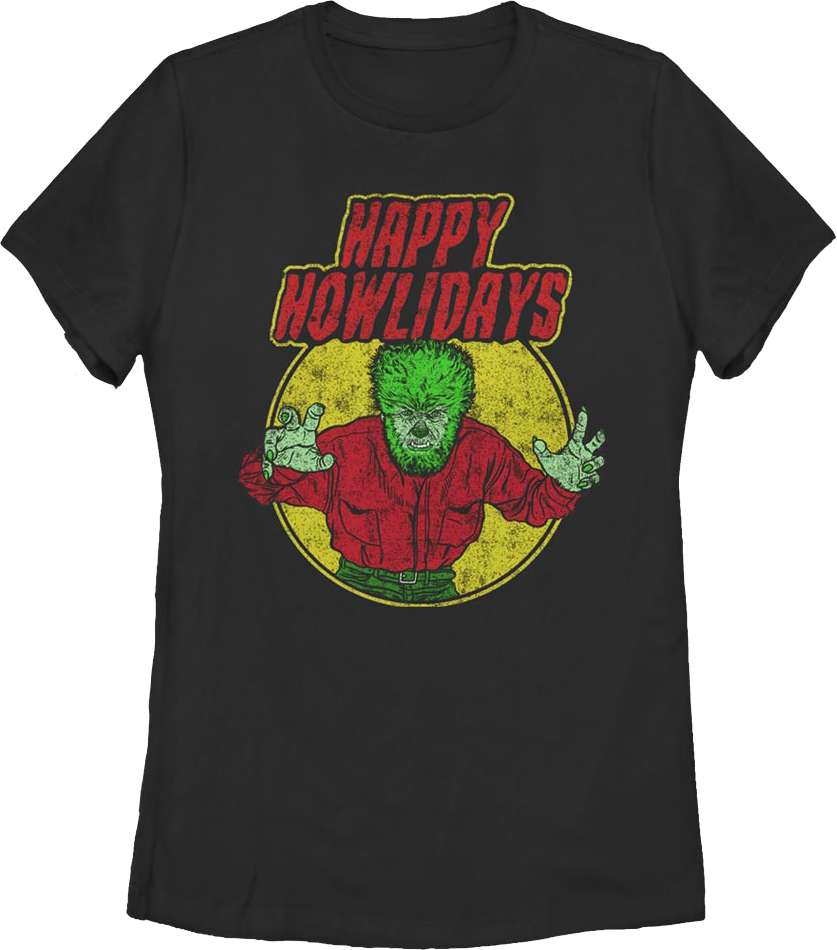 Womens Happy Howlidays Wolf Man Shirt product image 1