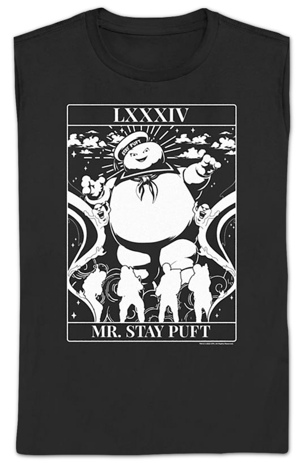 Womens Mr. Stay Puft Tarot Card Ghostbusters Shirt product image 2