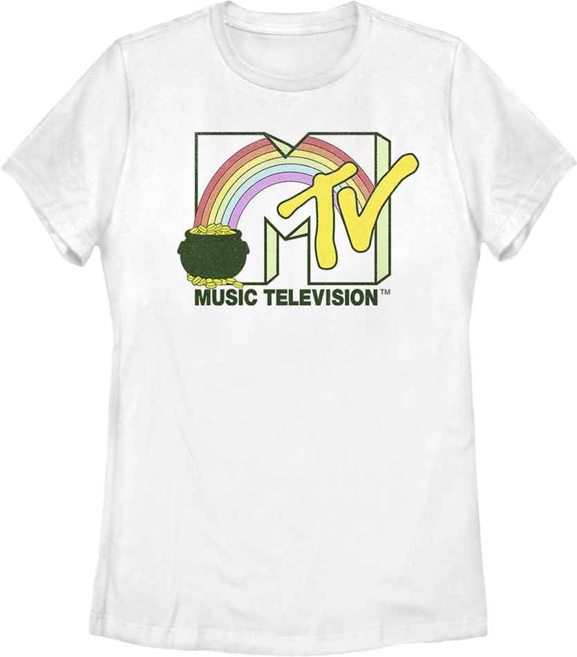 Womens Rainbow And Pot Of Gold Logo MTV Shirt product image 1